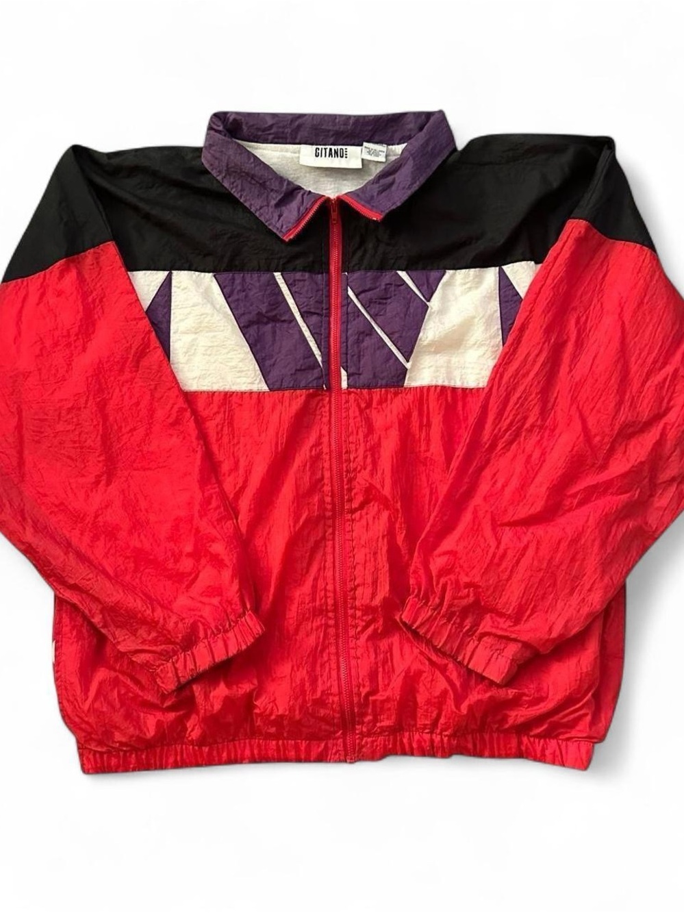 Vintage 1990s Gitano Red Colorblock Windbreaker Jacket XL